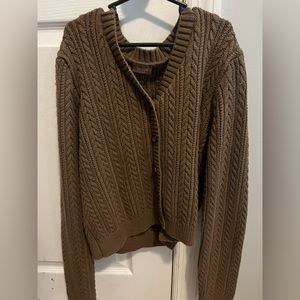 john galt brandy melville brown button up cardigan